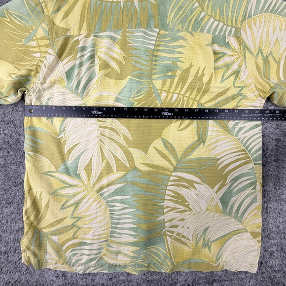 Tommy Bahama Men's Large Silk Shirt Palm Tree Leaves Tropical Hawaiian Button Up - Picture 9 of 10
